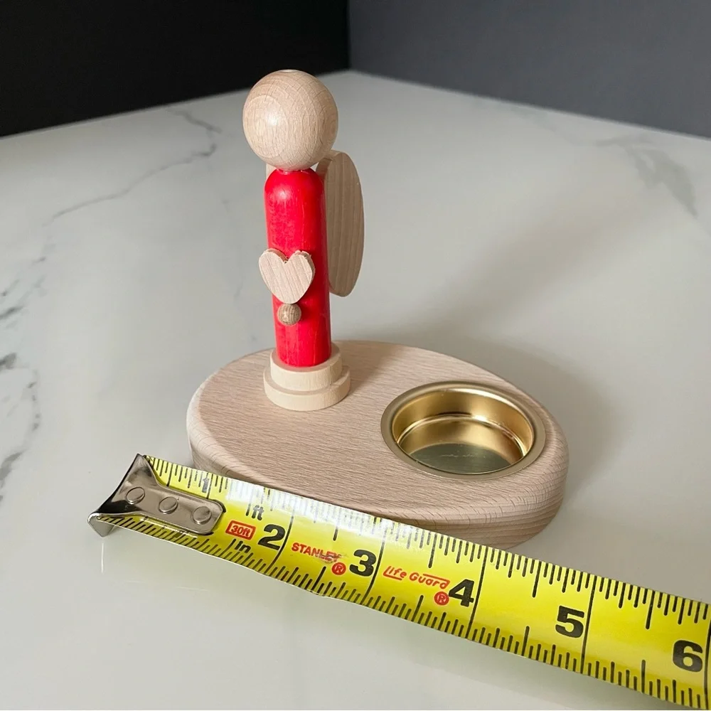 German Wood Angel Tea Light Holder